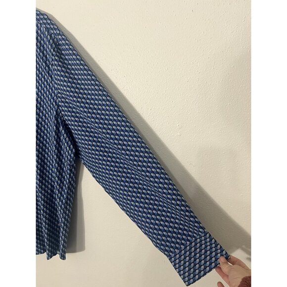 Con.struct Slim Fit Blue Geometric Print Button Up Shirt Size XL 4 Way Stretch - Picture 6 of 16